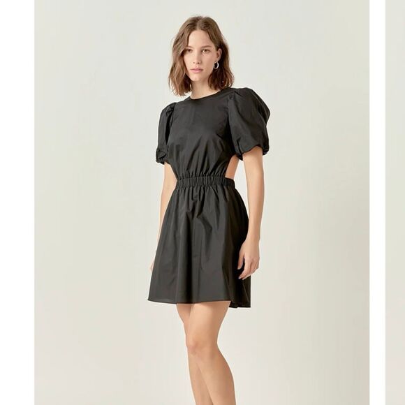 Brand New English Factory Women's Size XS Cut Out Poplin Mini Dress in Black - Picture 8 of 16